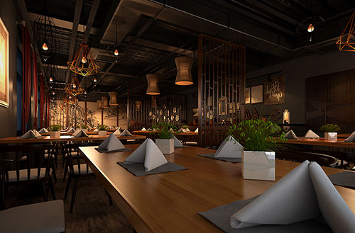 温岭简约大气中式风格餐厅设计装修效果图