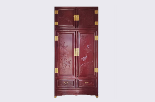 温岭高端中式家居装修深红色纯实木衣柜