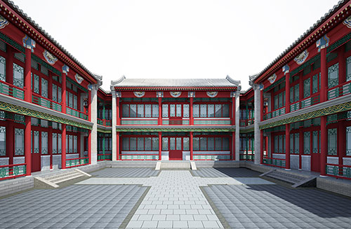 温岭北京四合院设计古建筑鸟瞰图展示