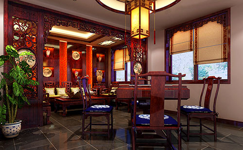 温岭古典中式风格茶楼包间设计装修效果图